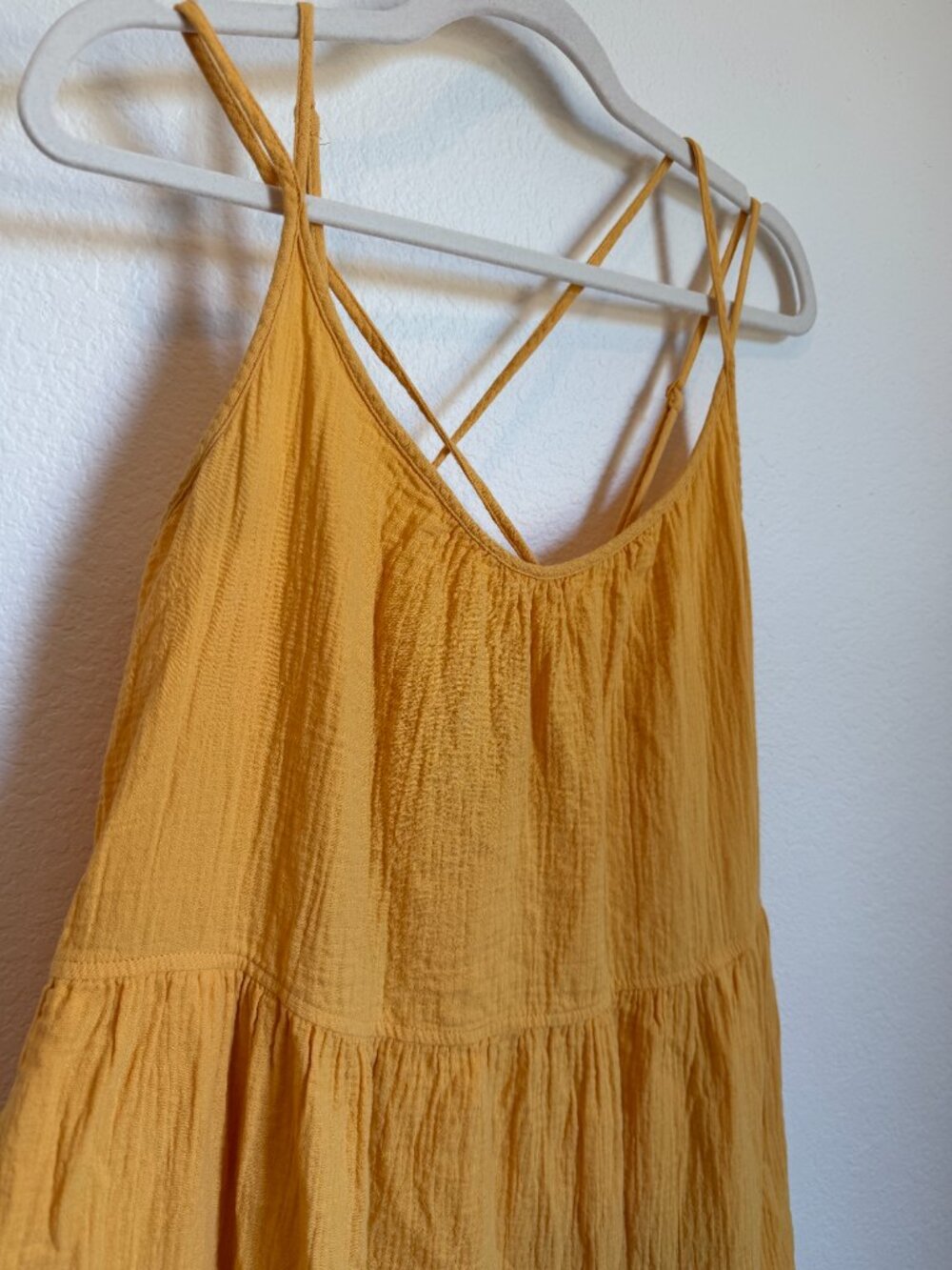 Free Assembly Tiered Gauze Midi Dress 100% Cotton Boho Minimalist Lagenlook - Picture 4 of 9